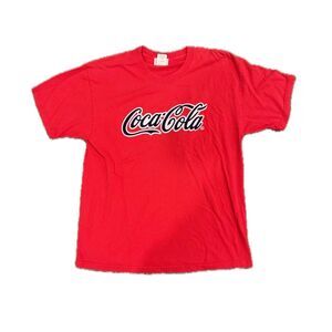 Vtg 1990s Coca Cola Branded Classic Red T Shirt Coke Felt Raised White Lettering
